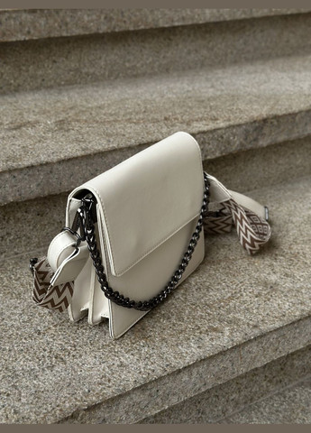 Жіноча класична сумка 2057 крос-боді біла молочна No Brand (299279362)