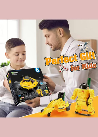 Конструктор STEM научный Робот на солнечной батарее 6 в 1 Желтый No Brand (322772657)