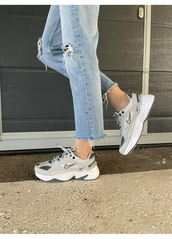 КРОССОВКИ ЖЕНСКИЕ NIKE M2K TEKNO GREY WHITE 2 НАЙК М2К ТЕКНО No Brand серые демисезоны (367171444)