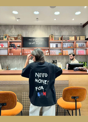 Красивая повседневная черная футболка с надписью на спине, качественная футболка из турецкого кулира No Brand 229-1 - (316587769)