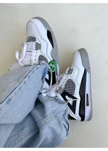 КРОССОВКИ ЖЕНСКИЕ NIKE AIR JORDAN 4 WHITE GREY BLACK НАЙК АИР ДЖОРДАН No Brand серые демисезоны (368869953)