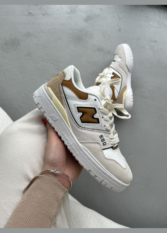 Кроссовки женские New Balance 550 beige white | Нью Беланс 550 бежевые белые No Brand бежевые демисезоны (316663594)