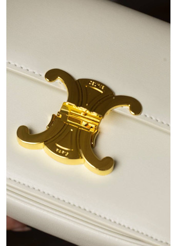 Шкіряна сумка Celine Teen Triomphe Bag in Shiny Calfskin Cream/Gold молочний крос боді Селін класична No Brand (368672132)