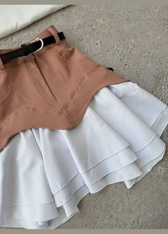 Бежевая офисная, кэжуал однотонная трендовая юбка No Brand колокол