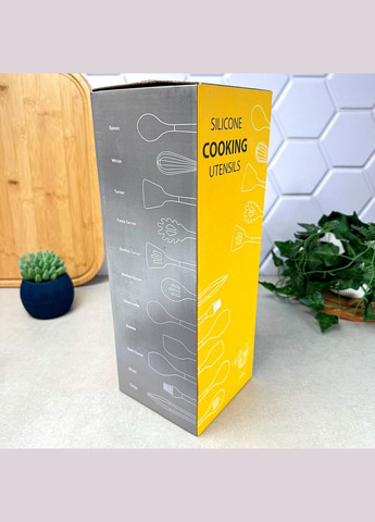 Набір кухонних девайсів силіконовий жовтий 12 предметів з підставкою GK-2143Y Kitchen Art (334011015)