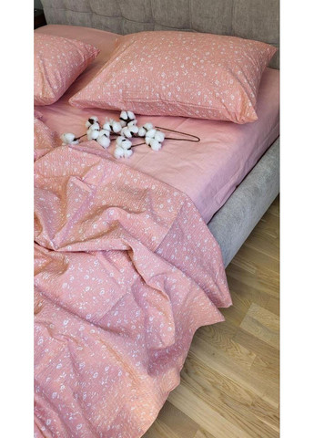 Постільна білизна з резинкою Марсель персик DUO, ранфорс гофра (жатка) Полуторний розмір, наволочки 50/70 No Brand (364220488)