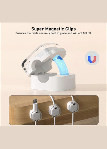 Фиксатор кабеля магнитный органайзер клипса держатель для провода самоклеящийся 3 шт Белый Velcro (340276153)