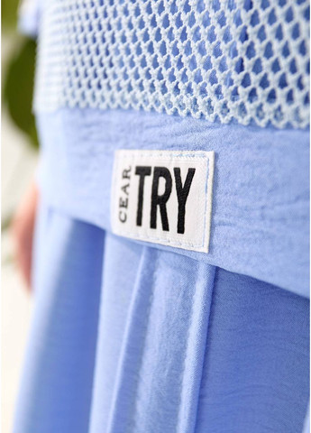 Голубое праздничный, повседневный, кэжуал женское платье двойка сеткой Style Point однотонное