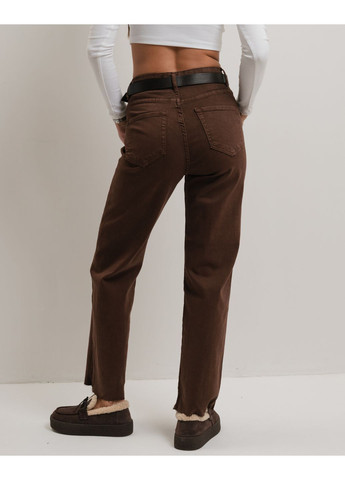 Джинсы прямые з поясом коричневые Rimas - (365589530)