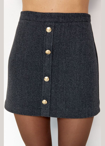 Темно-серая повседневная однотонная женская кашемировая мини юбка 241051 Lurex