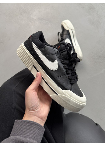 Черные демисезонные кроссовки мужские nike court legacy lift black / white найк коурт легаси No Brand