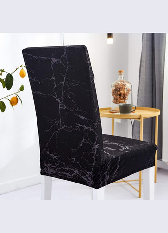 Набор чехлов для стульев для столовой под черный мрамор Marble Pattern 4 шт. No Brand (342717033)