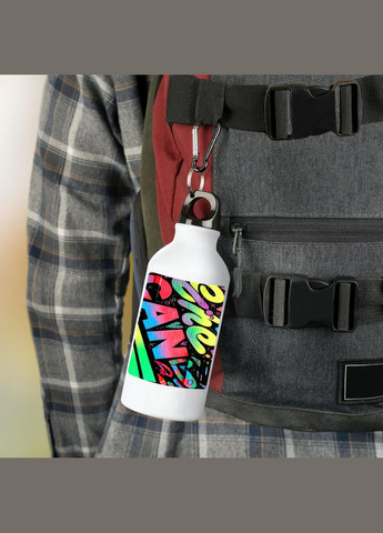 Фляга (бутылка) для воды с карабином (Туристическая, Для кемпинга, Для спорта) #01 500 мл Белый No Brand (323639336)