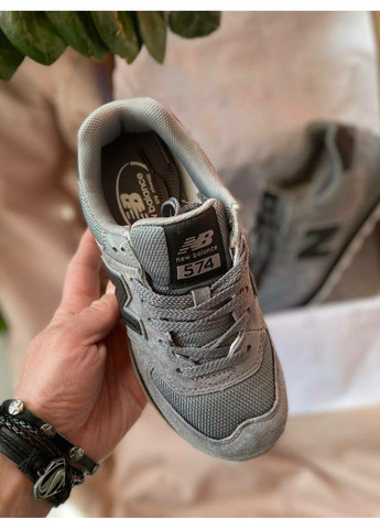 КРОССОВКИ ЖЕНСКИЕ NEW BALANCE 574 GRAY BLACK V2 НЬЮ БЕЛАНС 574 No Brand чёрные демисезоны (367175477)