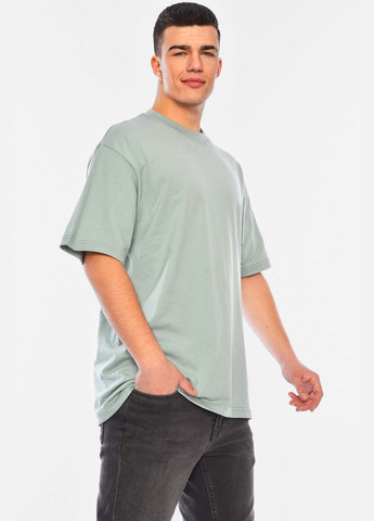 Зелена футболка чоловіча напівбатальна однотонна зеленого кольору Let's Shop