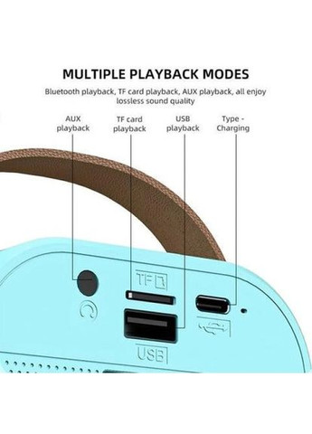 Караоке колонка с RGB подсветкой и беспроводным микрофоном K12 Голубая No Brand (319712685)