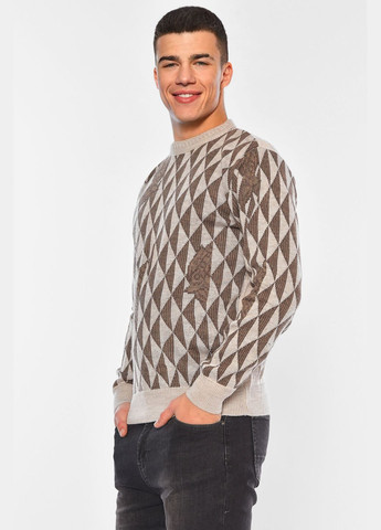 Бежевый демисезонный свитер мужской однотонный бежевого цвета пуловер Let's Shop