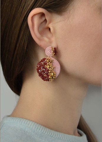 Серержки круглі Диски бордові Olha Serhiichuk jewelry (324102368)