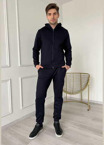 Темно-синий демисезонный костюм трикотаж на мехе премиум материал No Brand