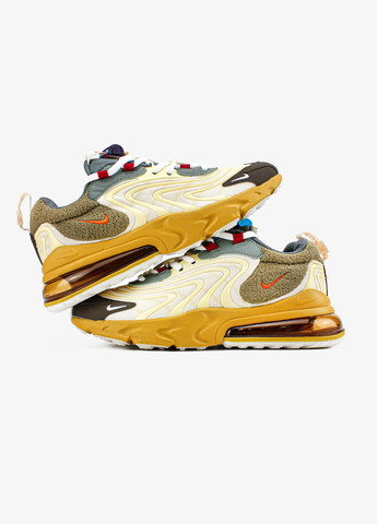 Бежеві всесезон кросівки чоловічі nike air max 270 react x travis scott cactus trails beige | найк аір макс 270 реакт бежеві No Brand