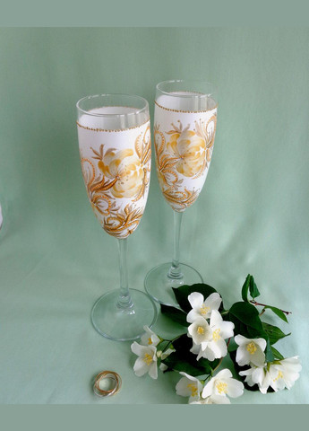 Весільні Келихи з оригінальною розписом ручної "Золота квітка" No Brand (349842612)