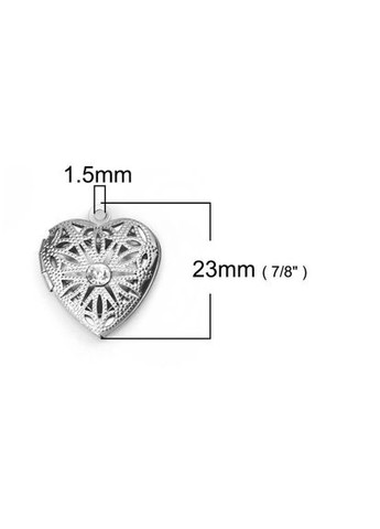 Медальон Кулон сердце Основа под вставку 13 мм х 13 мм Сталлистый 23 мм x 20 мм Finding (316251039)