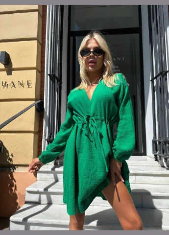 Зелена повсякденний жіноча сукня FINO Mode однотонна