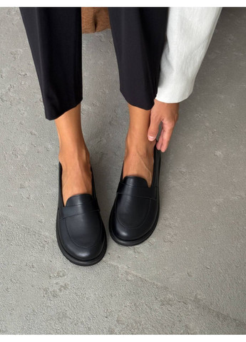 Черные анатомические кожаные лоферы Helen