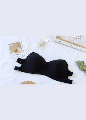 Чёрный балконет бюстгальтер бесшовный classic бюст гладкий в бандо стиле с push-up балконет с регулируемой спиной No Brand