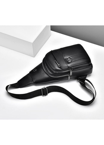 Чоловіча сумка бананка на груди Кенгуру з екошкіри чорна ProDobro (363258833)