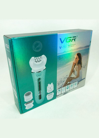 Епілятор 5 в 1 V-751, 5 насадок. Колір: зелений VGR (364666117)