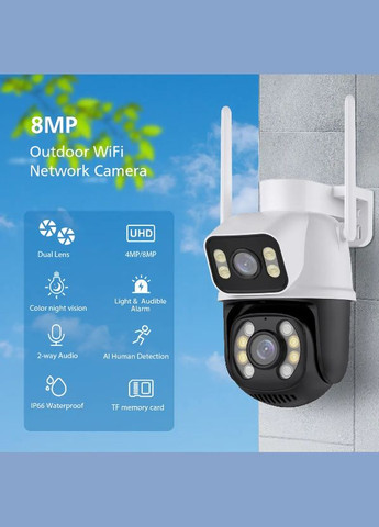 8Мп Бинокулярная уличная поворотная камера видеонаблюдения A8BQ 8 мп Besder (300172385)