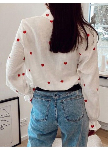 Белая повседневный рубашка однотонная SHEIN