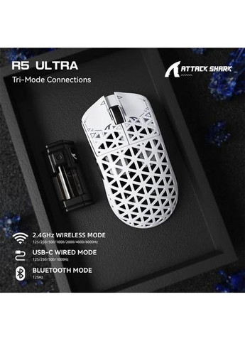 Игровая мышь R5 Ultra беспроводная, сенсор PixArt PAW3950 MAX, 41000 DPI, опрос 8000 Гц (8K), ультралегкий корпус ATTACK SHARK (360713921)