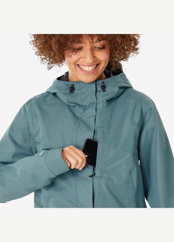 Зеленая демисезонная куртка женская nh500 для туризма водонепроницаемая зеленая Quechua