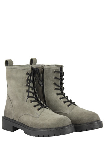 Осенние женские серые замшевые ботинки берцы Inuovo без декора, со шнуровкой из натуральной замши