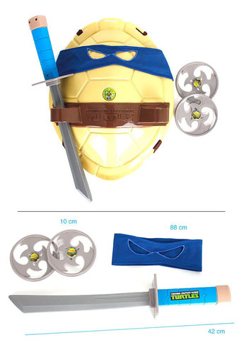 Боевой набор Черепашки Ниндзя Леонардо: маска, панцирь, 2 сюрикена, меч Cos (346531422)