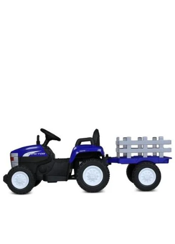 Дитячий електротрактор M 6038EBLR-4 12V з причепом темно-синій Bambi Racer (385644812)