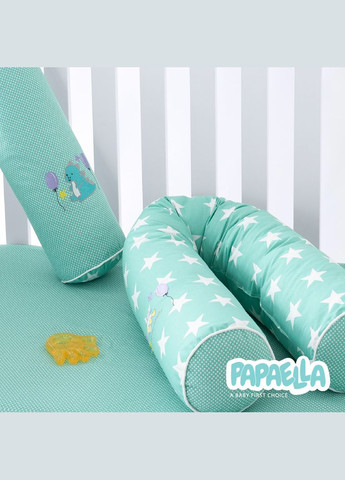 Набір бортик-валик захисний у ліжечко Papaella 120x15 см + 60x15 см бавовна зірка/горошок ментол IDEIA (333819587)