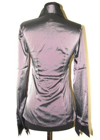 Чорна блузка чорна в дрібну смужку з рюшами р60 2 Льва