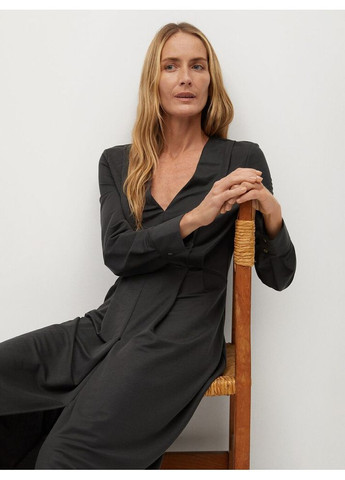 Темно-сіра сукня міді 87090526 Mango