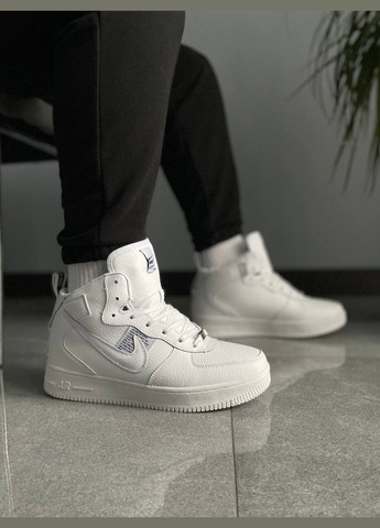 Белые зимние кроссовки зимние мужские nike air force 1 utiliti winter high white fur | найк аир форс 1 высокие белые с мехом No Brand