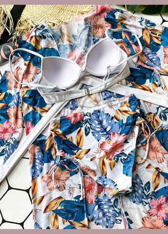 Блакитний літній купальник + туніка (блакитний) роздільний Ghazel