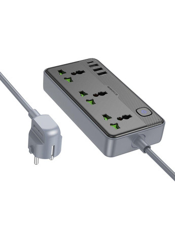 Сетевой удлинитель BAC2A Leya 3 position socket(1C3A)(EU) Black Borofone (335807102)