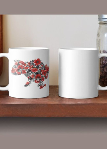 Чашка керамічна кружка з принтом Мапа України червона калина Біла 330 мл Orca (317320040)