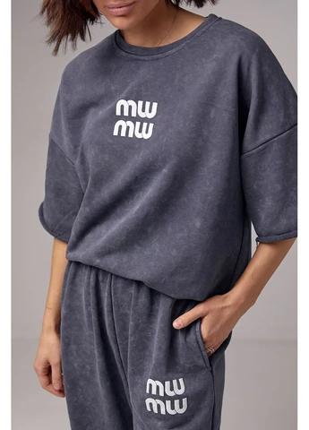 Женский спортивный костюм тай-дай Miu Miu, L, свободный трикотаж 3-нить No Brand (400049322)