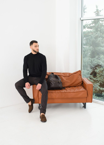 Черный мужской тонкий свитер "стойка" SVTR