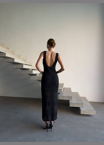 Чорний демісезонний плаття жіноче максі Domino в'язане плаття максі