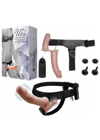 Двойной страпон с двойной вибрацией двойное удовольствие Ultra Passionate Harness Strap-On LyBaile (317747844)