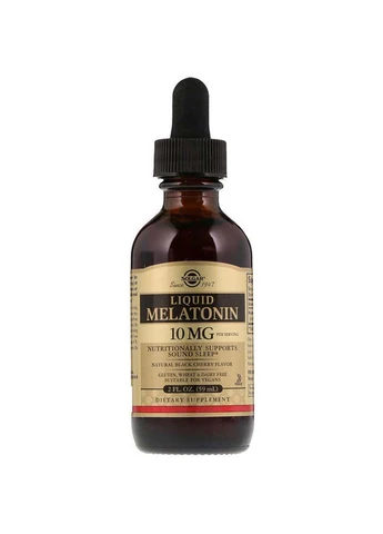 Мелатонин для сна Liquid Melatonin, 10 mg, 2 fl oz 59 ml Natural Black Cherry Flavor Solgar (301770360)